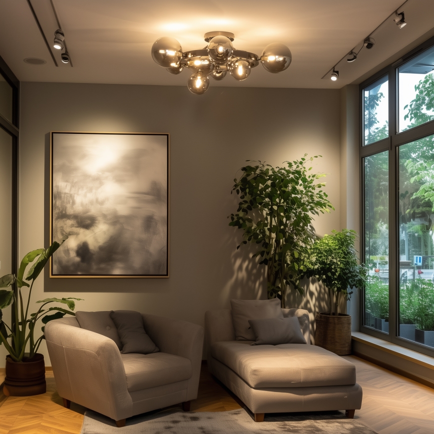 Brilagi - Lustră LED aplicată MILLA 10xG9/3W/230V crom negru/fumuriu