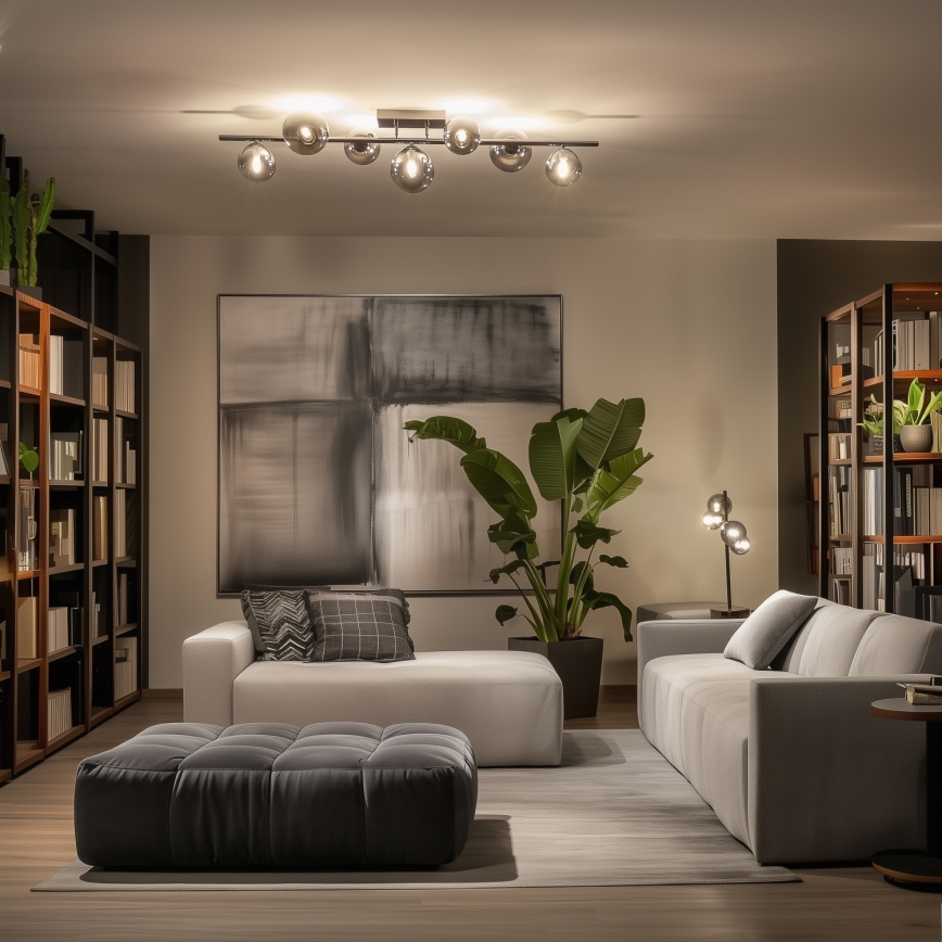 Brilagi - Lustră LED aplicată MILLA 7xG9/3W/230V, negru cromat/sticlă fumurie