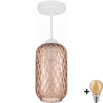 BRILAGI - Lustră LED aplicată RETRO GLASS 1xE27/60W/230V Ø 14 cm alb/maro fumuriu