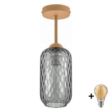 BRILAGI - Lustră LED aplicată RETRO GLASS 1xE27/60W/230V Ø 14 cm bej/gri fumuriu
