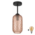 BRILAGI - Lustră LED aplicată RETRO GLASS 1xE27/60W/230V Ø 14 cm negru/maro fumuriu
