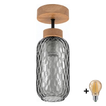 BRILAGI - Lustră LED aplicată RETRO GLASS 1xE27/60W/230V Ø 14 cm stejar/gri fumuriu