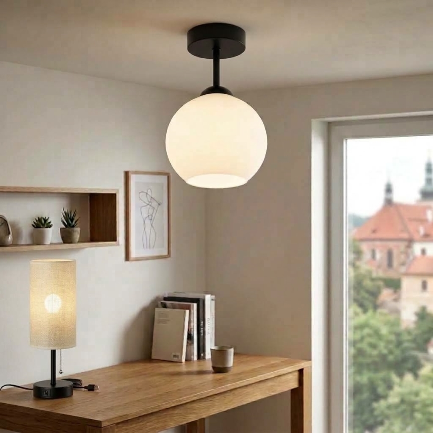 BRILAGI - Lustră LED aplicată RETRO GLASS 1xE27/60W/230V Ø 15 cm negru/alb
