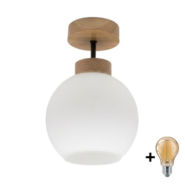 BRILAGI - Lustră LED aplicată RETRO GLASS 1xE27/60W/230V Ø 15 cm stejar/alb