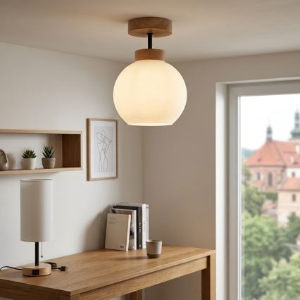 BRILAGI - Lustră LED aplicată RETRO GLASS 1xE27/60W/230V Ø 15 cm stejar/alb