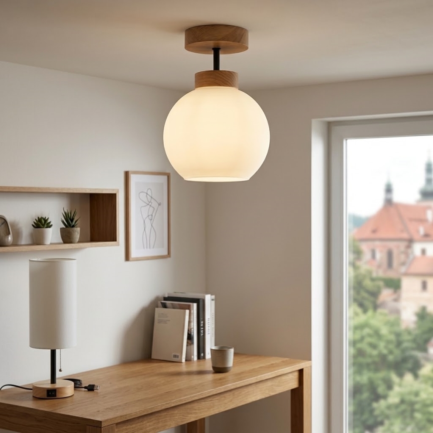 BRILAGI - Lustră LED aplicată RETRO GLASS 1xE27/60W/230V Ø 15 cm stejar/alb
