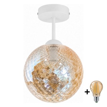 BRILAGI - lustră LED aplicată RETRO GLASS 1xE27/60W/230V Ø 17 cm alb/bej fumuriu