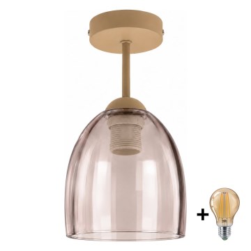 BRILAGI - Lustră LED aplicată RETRO GLASS 1xE27/60W/230V Ø 17 cm bej/fumuriu bej