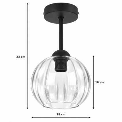 BRILAGI - lustra LED aplicată RETRO GLASS 1xE27/60W/230V Ø 18 cm negru/transparent