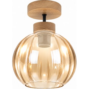 BRILAGI - Lustră LED aplicată RETRO GLASS 1xE27/60W/230V Ø 18 cm stejar/bej fumuriu