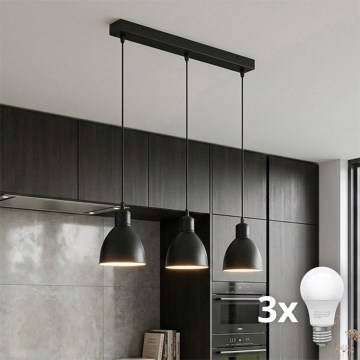 Brilagi - Lustră LED cu cablu RIDDY 3xE27/60W/230V neagră