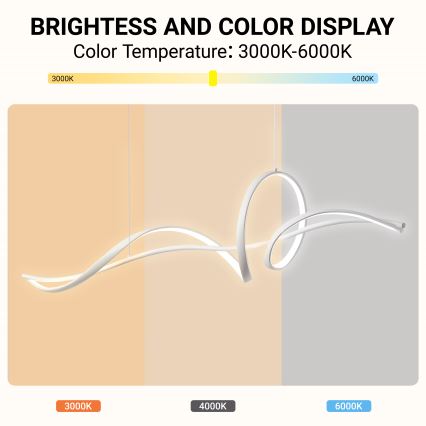 Brilagi - Lustră LED dimabilă pe cablu SIGNATURE LED/55W/230V 3000-6000K 120x23 cm albă + telecomandă