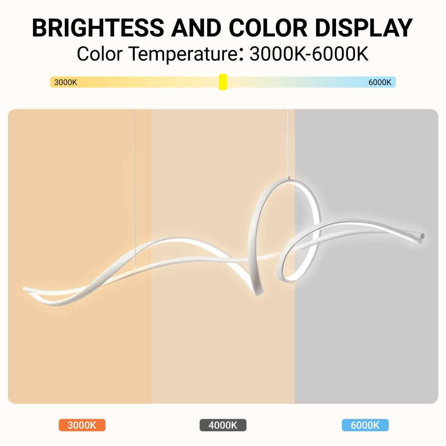 Brilagi - Lustră LED dimabilă pe cablu SIGNATURE LED/55W/230V 3000-6000K 120x23 cm albă + telecomandă