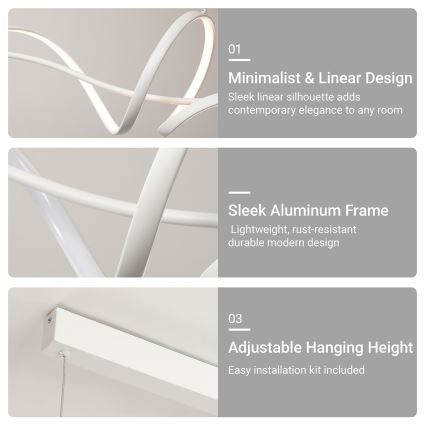 Brilagi - Lustră LED dimabilă pe cablu SIGNATURE LED/55W/230V 3000-6000K 120x23 cm albă + telecomandă