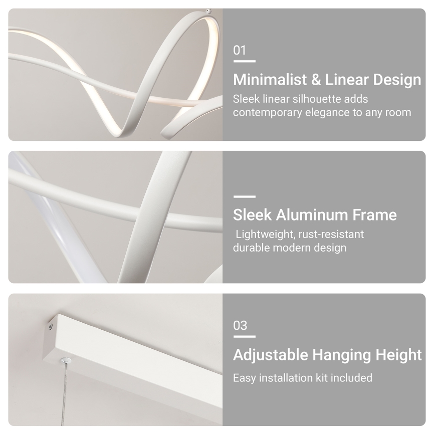 Brilagi - Lustră LED dimabilă pe cablu SIGNATURE LED/55W/230V 3000-6000K 120x23 cm albă + telecomandă