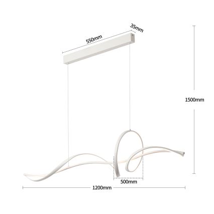 Brilagi - Lustră LED dimabilă pe cablu SIGNATURE LED/55W/230V 3000-6000K 120x23 cm albă + telecomandă