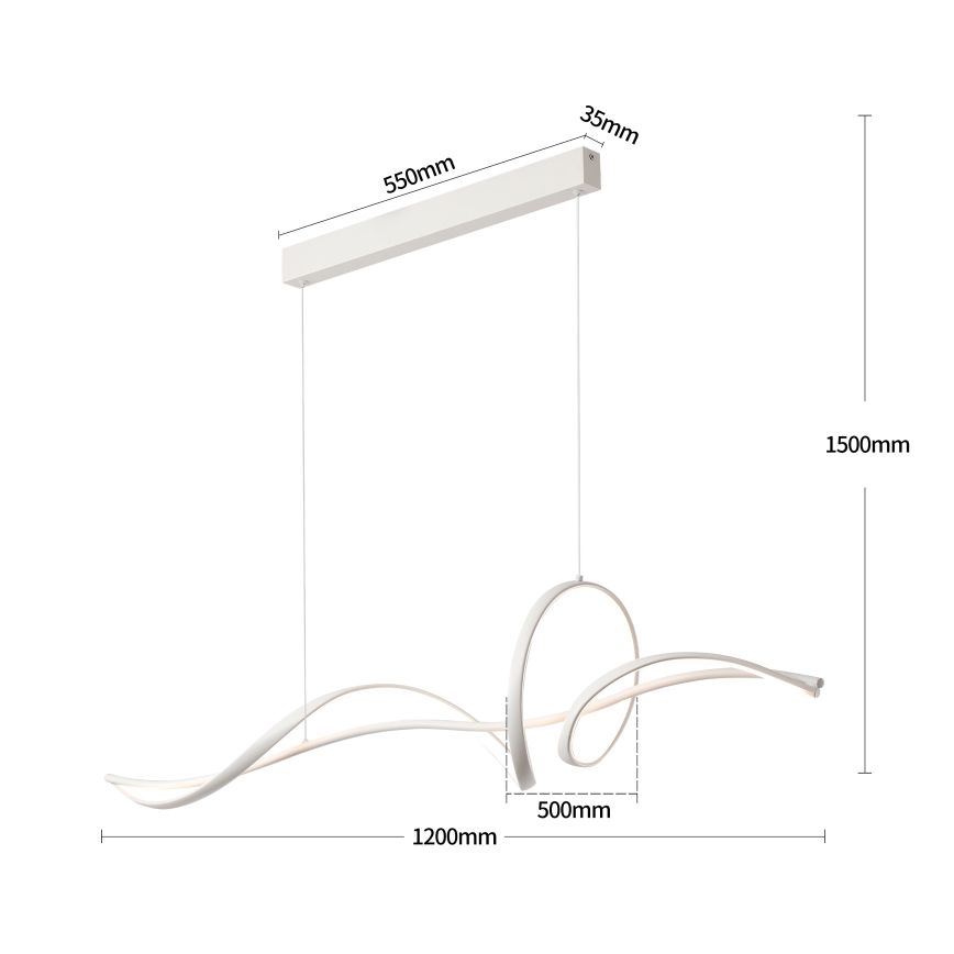 Brilagi - Lustră LED dimabilă pe cablu SIGNATURE LED/55W/230V 3000-6000K 120x23 cm albă + telecomandă