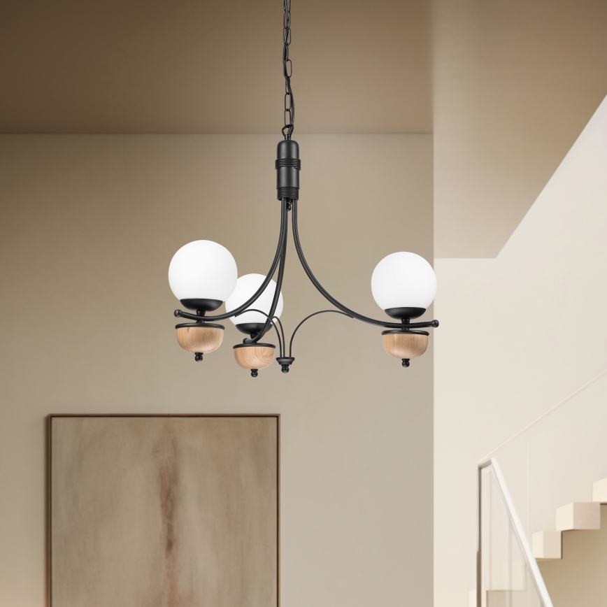 Brilagi - Lustra LED cu lanț COTTAGE 3xG9/40W/230V stejar/alb