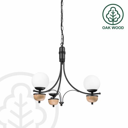 Brilagi - Lustra LED cu lanț COTTAGE 3xG9/40W/230V stejar/alb