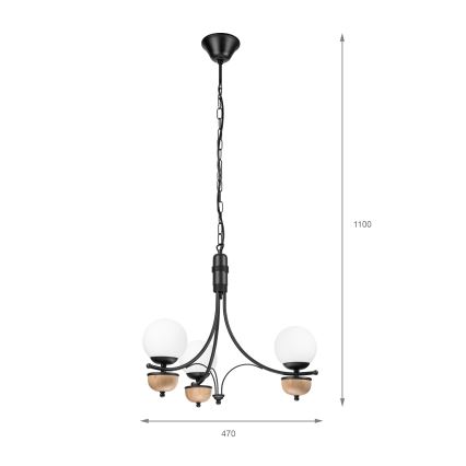 Brilagi - Lustra LED cu lanț COTTAGE 3xG9/40W/230V stejar/alb