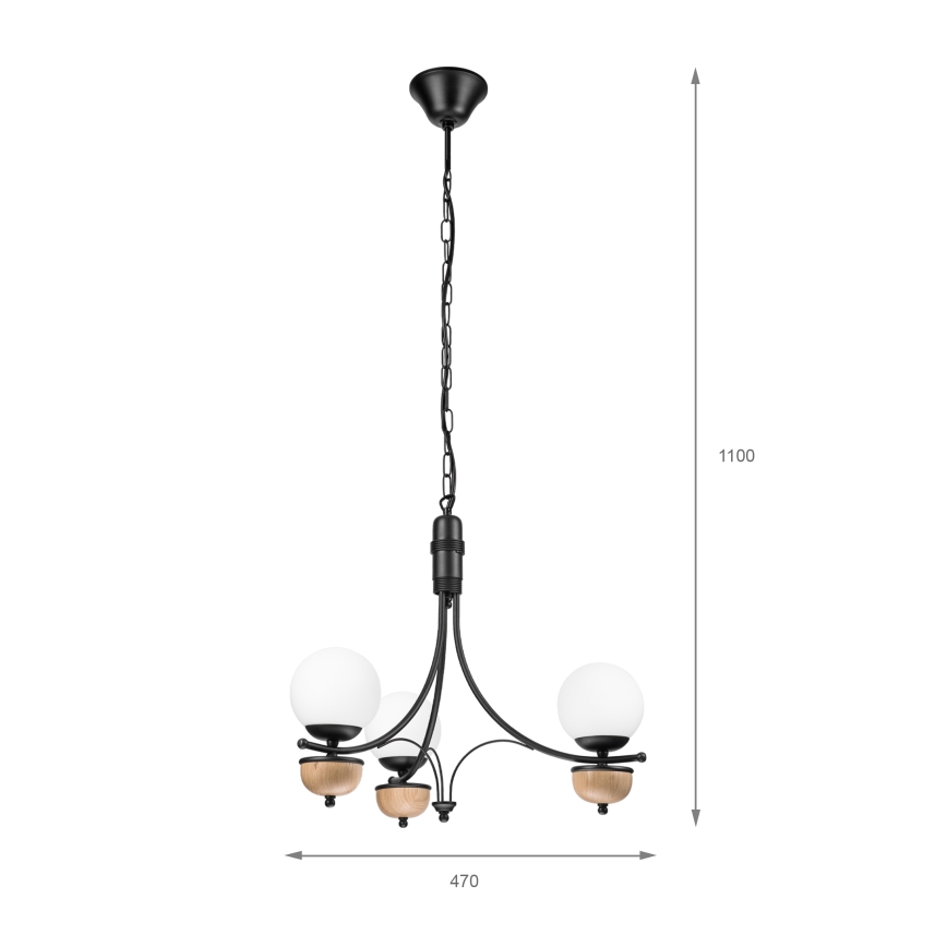 Brilagi - Lustra LED cu lanț COTTAGE 3xG9/40W/230V stejar/alb