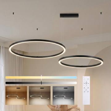 Brilagi - Lustra LED dimabilă cu suspensie pe cablu PORTOFINO LED/98W/230V 3000-6000K neagră + telecomandă