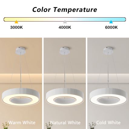 Brilagi - Lampă suspendată LED dimabilă pe cablu LUMIX, 48 W, 230 V, 3000–6000 K, alb, Ø 50 cm + telecomandă