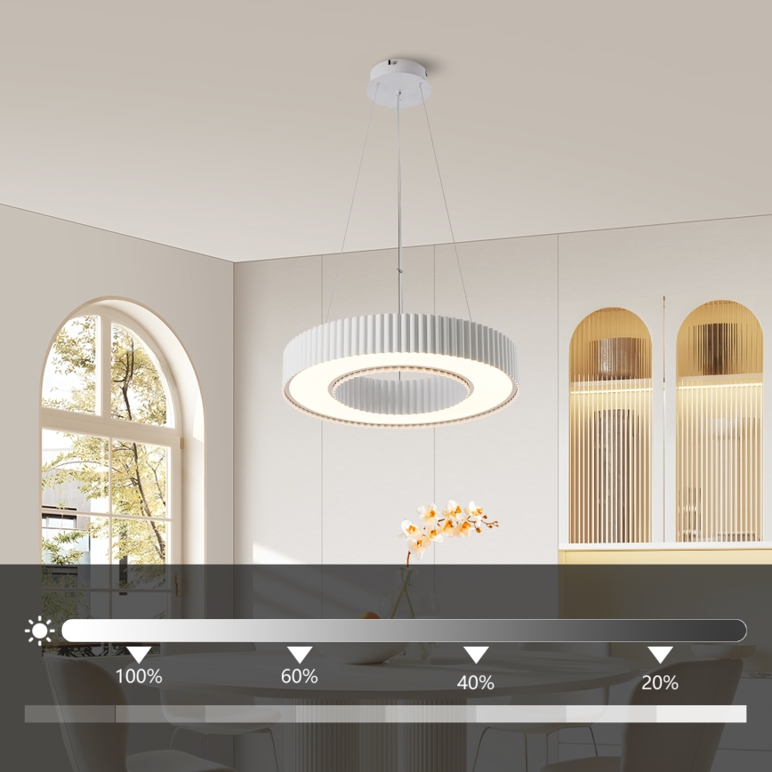 Brilagi - Lampă suspendată LED dimabilă pe cablu LUMIX, 48 W, 230 V, 3000–6000 K, alb, Ø 50 cm + telecomandă