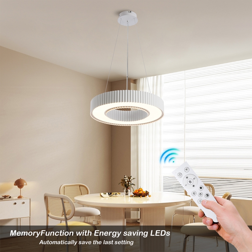 Brilagi - Lampă suspendată LED dimabilă pe cablu LUMIX, 48 W, 230 V, 3000–6000 K, alb, Ø 50 cm + telecomandă