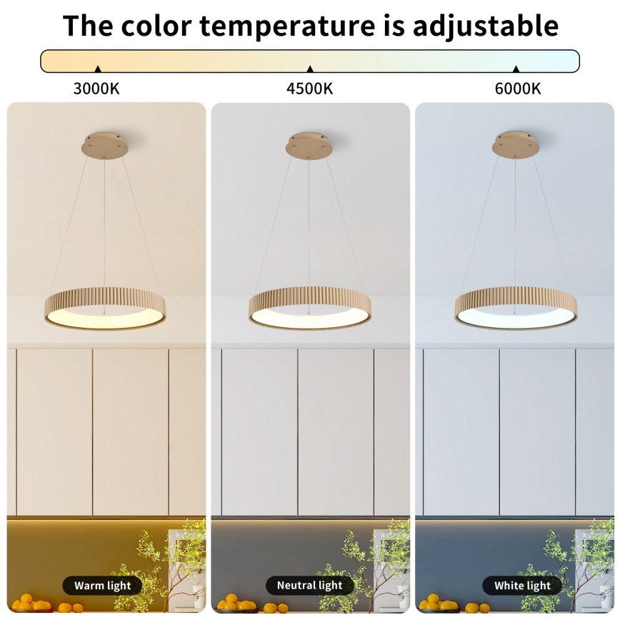 Brilagi - Lustra LED dimabilă suspendată pe cablu FALCON MODERN LED/30W/230V 3000-6500K 40 cm bej + telecomandă