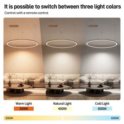Brilagi - lustră LED dimabilă suspendată pe cablu PORTOFINO LED/60W/230V 3000-6000K diam. 80 cm bej + telecomandă