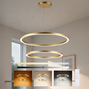 Brilagi - Lustra LED dimabilă pe cablu PORTOFINO LED/98W/230V 3000-6000K Ø 80 cm auriu + telecomandă