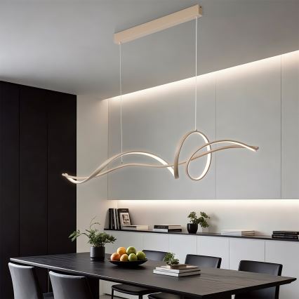 Brilagi - Lustră LED reglabilă pe cablu SIGNATURE LED/55W/230V 3000-6000K 120x23 cm bej + telecomandă