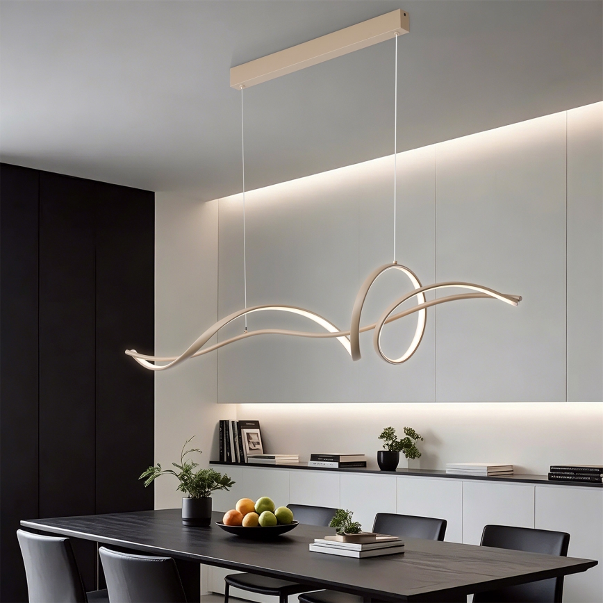 Brilagi - Lustră LED reglabilă pe cablu SIGNATURE LED/55W/230V 3000-6000K 120x23 cm bej + telecomandă