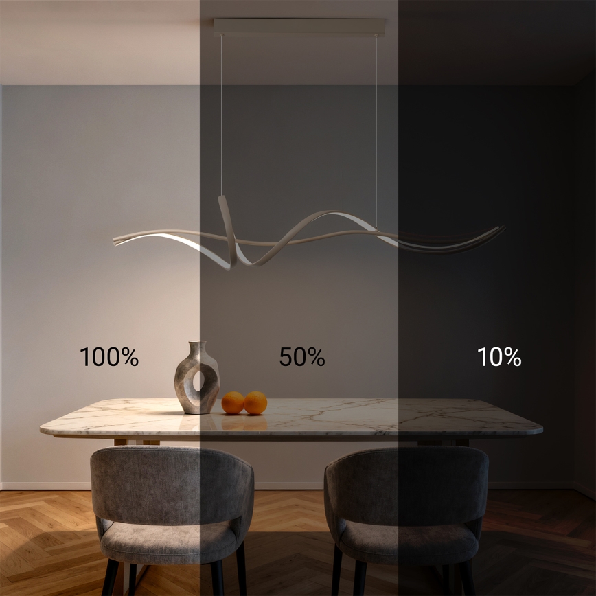 Brilagi - Lustră LED reglabilă pe cablu SIGNATURE LED/55W/230V 3000-6000K 120x23 cm bej + telecomandă