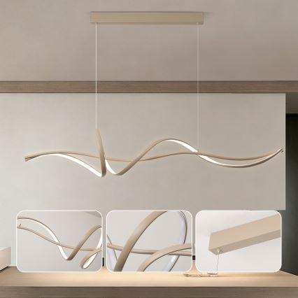 Brilagi - Lustră LED reglabilă pe cablu SIGNATURE LED/55W/230V 3000-6000K 120x23 cm bej + telecomandă