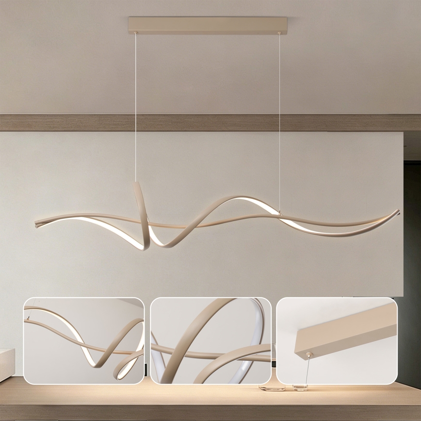 Brilagi - Lustră LED reglabilă pe cablu SIGNATURE LED/55W/230V 3000-6000K 120x23 cm bej + telecomandă