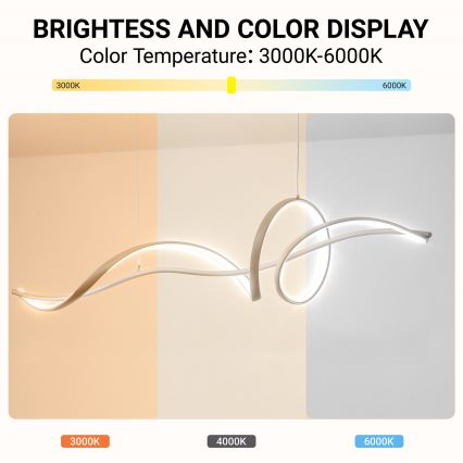 Brilagi - Lustră LED reglabilă pe cablu SIGNATURE LED/55W/230V 3000-6000K 120x23 cm bej + telecomandă