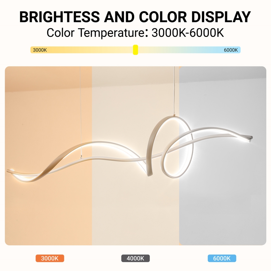 Brilagi - Lustră LED reglabilă pe cablu SIGNATURE LED/55W/230V 3000-6000K 120x23 cm bej + telecomandă