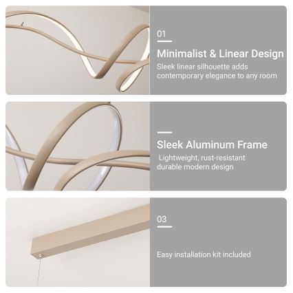 Brilagi - Lustră LED reglabilă pe cablu SIGNATURE LED/55W/230V 3000-6000K 120x23 cm bej + telecomandă