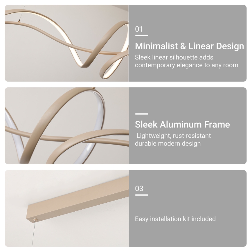 Brilagi - Lustră LED reglabilă pe cablu SIGNATURE LED/55W/230V 3000-6000K 120x23 cm bej + telecomandă
