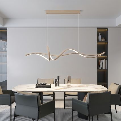 Brilagi - Lustră LED reglabilă pe cablu SIGNATURE LED/55W/230V 3000-6000K 120x23 cm bej + telecomandă