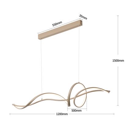 Brilagi - Lustră LED reglabilă pe cablu SIGNATURE LED/55W/230V 3000-6000K 120x23 cm bej + telecomandă