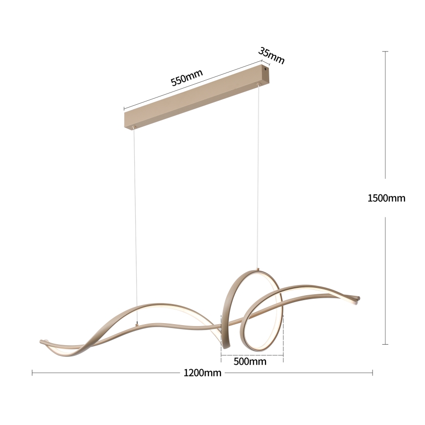 Brilagi - Lustră LED reglabilă pe cablu SIGNATURE LED/55W/230V 3000-6000K 120x23 cm bej + telecomandă