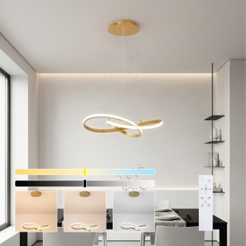 Brilagi - Lustră LED dimabilă suspendată pe cablu INFINITY LED/55W/230V 3000-6000K 50x50 cm auriu + telecomandă inclusă