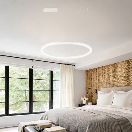 Brilagi - Lustru LED dimerizabil suspendat pe cablu PORTOFINO LED/60W/230V 3000-6000K Ø 80 cm alb + telecomandă