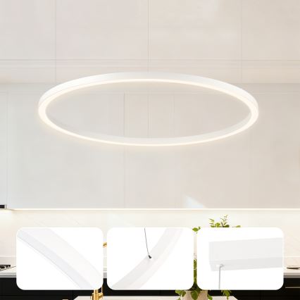 Brilagi - Lustru LED dimerizabil suspendat pe cablu PORTOFINO LED/60W/230V 3000-6000K Ø 80 cm alb + telecomandă