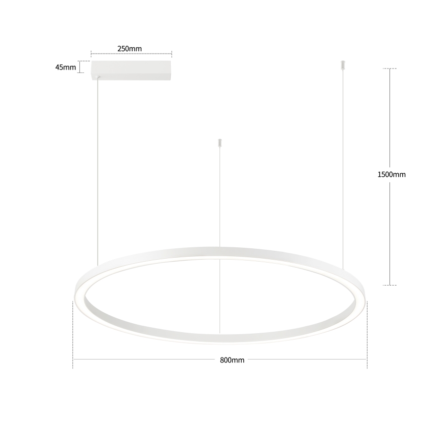Brilagi - Lustru LED dimerizabil suspendat pe cablu PORTOFINO LED/60W/230V 3000-6000K Ø 80 cm alb + telecomandă