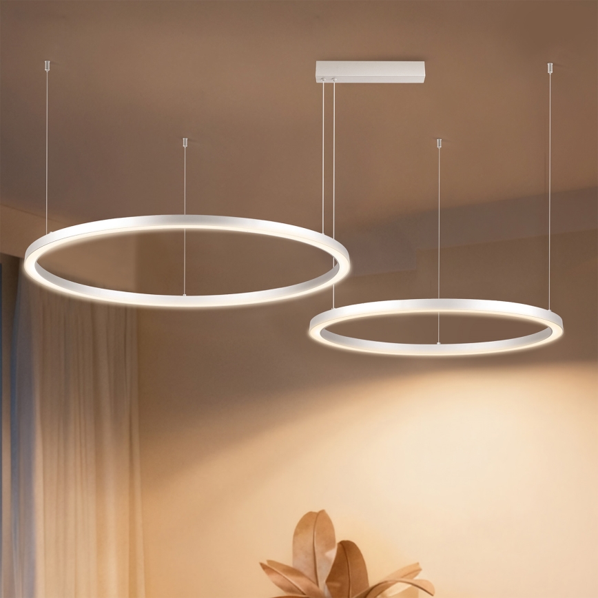 Brilagi - Lustru LED reglabil pe cablu PORTOFINO LED/98W/230V 3000-6000K argintiu + telecomandă