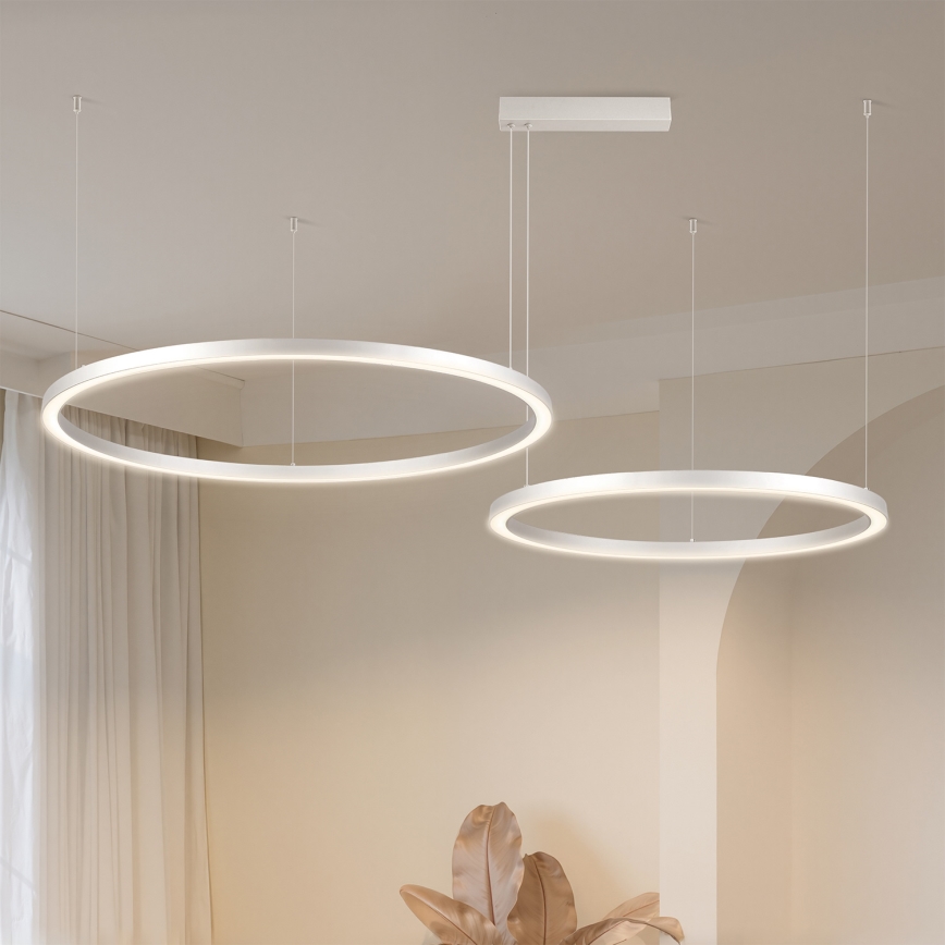 Brilagi - Lustru LED reglabil pe cablu PORTOFINO LED/98W/230V 3000-6000K argintiu + telecomandă